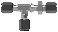 SAE flareless bulkhead run tee