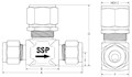 Lift check valve tube end connections line drawing